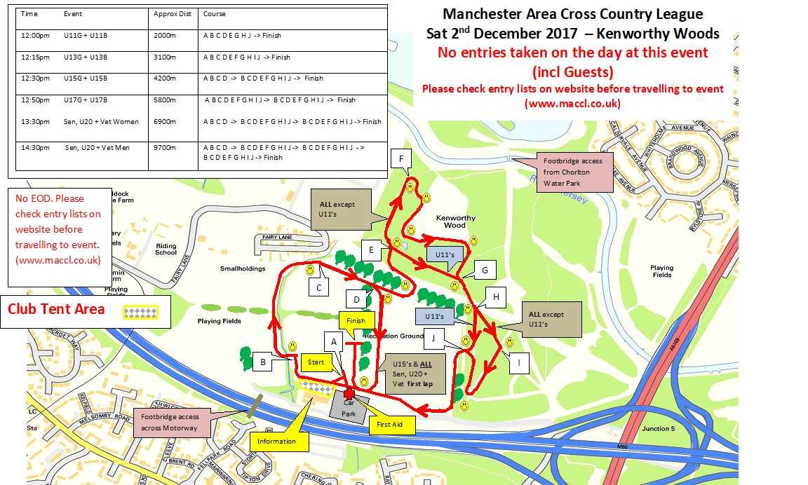 Course map for Manchester Area Cross Country League Kenworthy Woods fixture