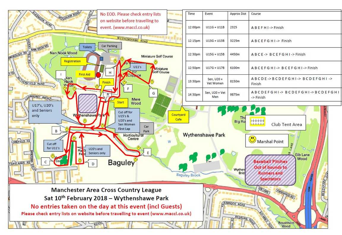 Course map for Manchester Area Cross Country League Wythenshawe Park fixture