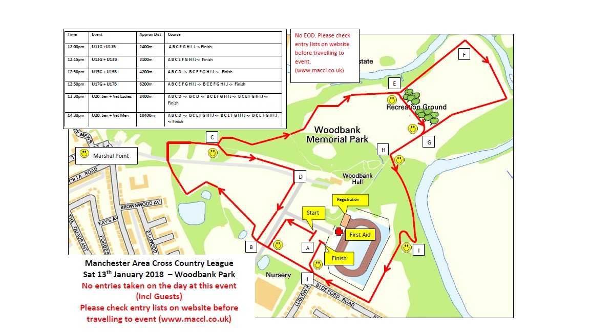 Course map for Manchester Area Cross Country League Woodbank Park fixture